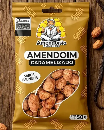 Pacote de Amendoim Caramelizado sabor Baunilha 50g