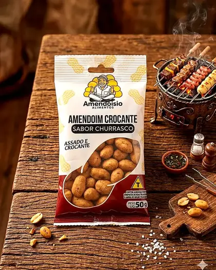 Pacote de Amendoim Crocante sabor Churrasco 50g